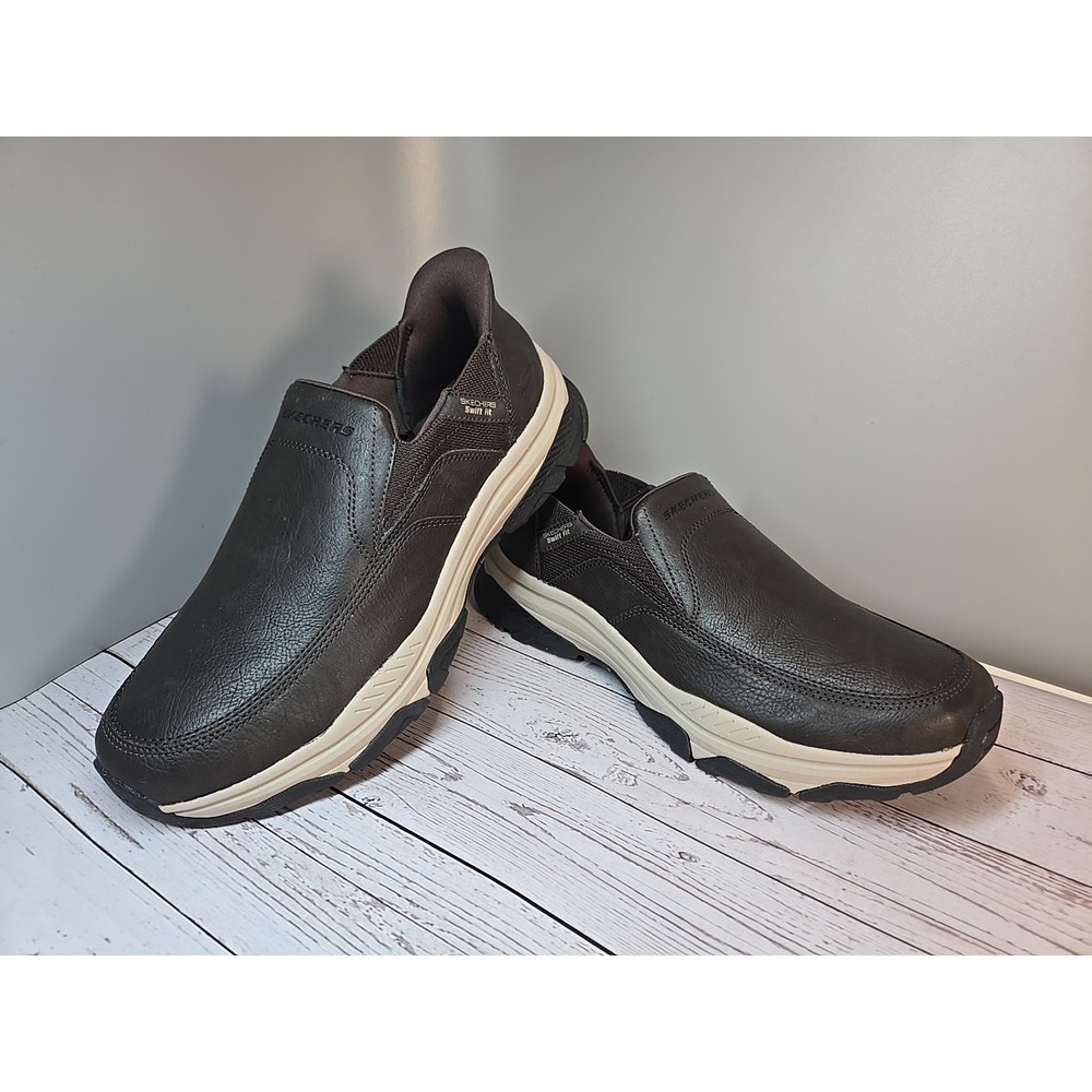 Skechers Men's Izaiah Hands-Free Swift Fit Slip-On Sneaker Brown Size 10 Leather